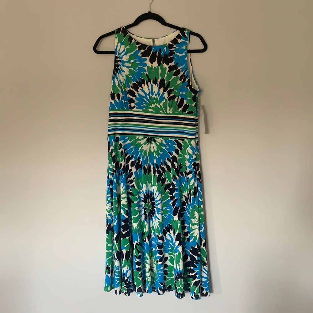Evan Picone Spring Fever Green Apple Sleeveless Dress